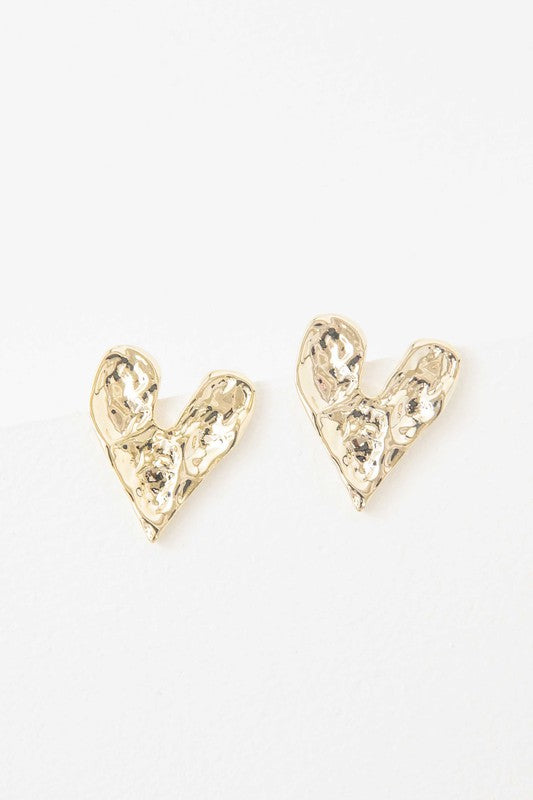 A Hammered Heart Post Earrings