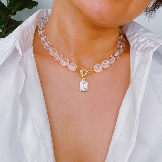 A Clear Crystal Ball Chain Necklace
