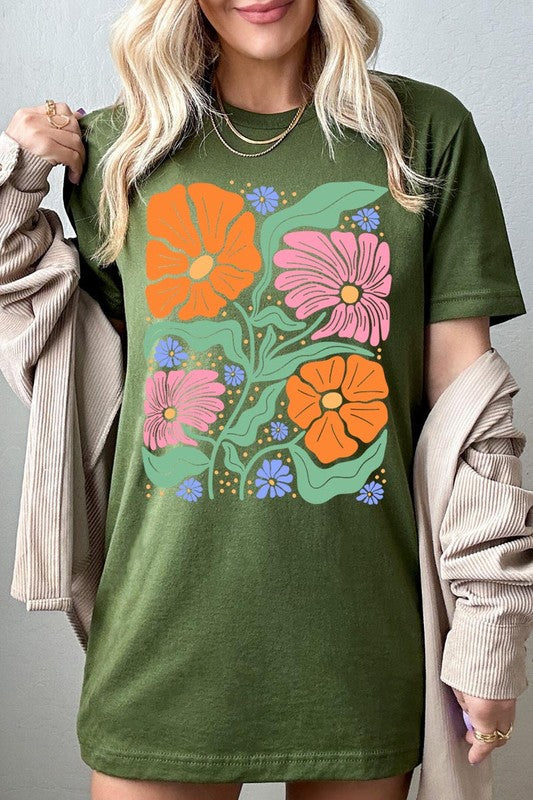 A Boho Floral Spring Flowers Graphic T Shirts